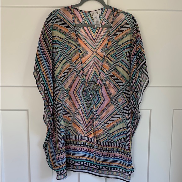 {Jessica Simpson} Colorful Geometric Swim Cover Up - Picture 1 of 3